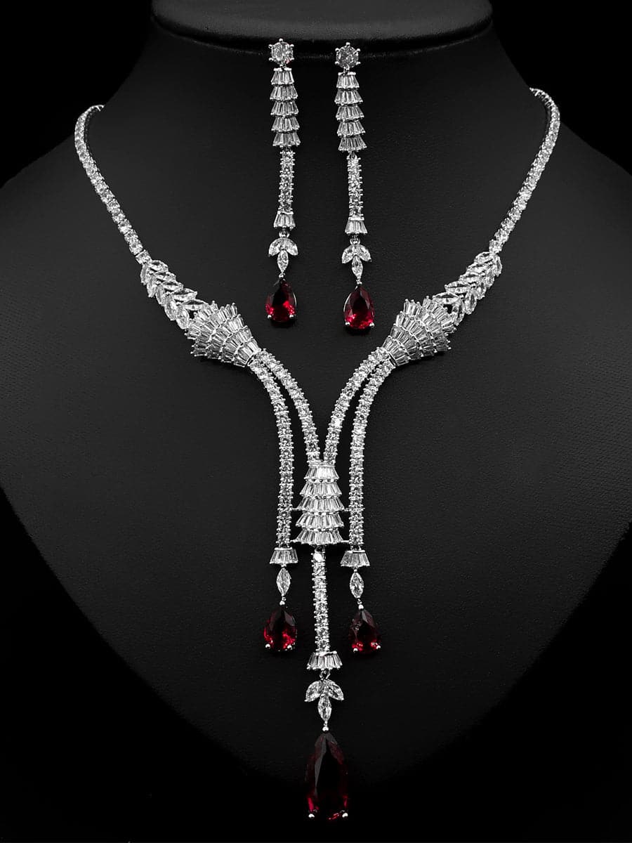 Luxury Waterdrop Zircon Necklace Earrings Set MSN110817 - Jewelry Set - DYAVOR®