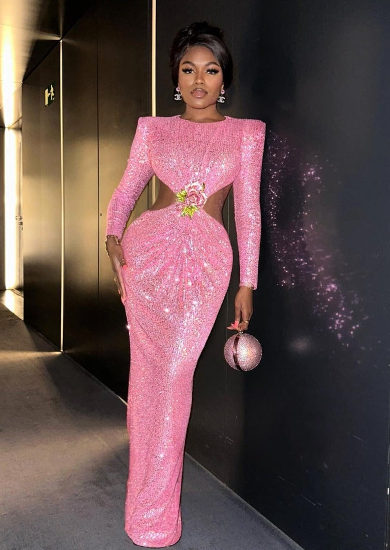 Pink Sequin Long Dress - - DYAVOR®