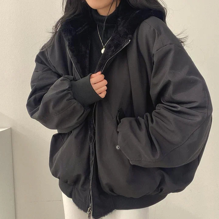 Kristin - thick parka hooded jacket with zipper - - DYAVOR®