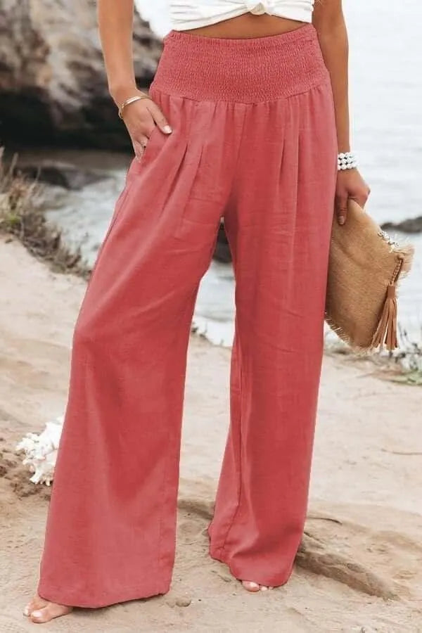Casual Wide Trousers - Cotton-Linen Blend - Lightweight and Breathable - Perfect for Summer Outings - 05/112024 1 - DYAVOR®
