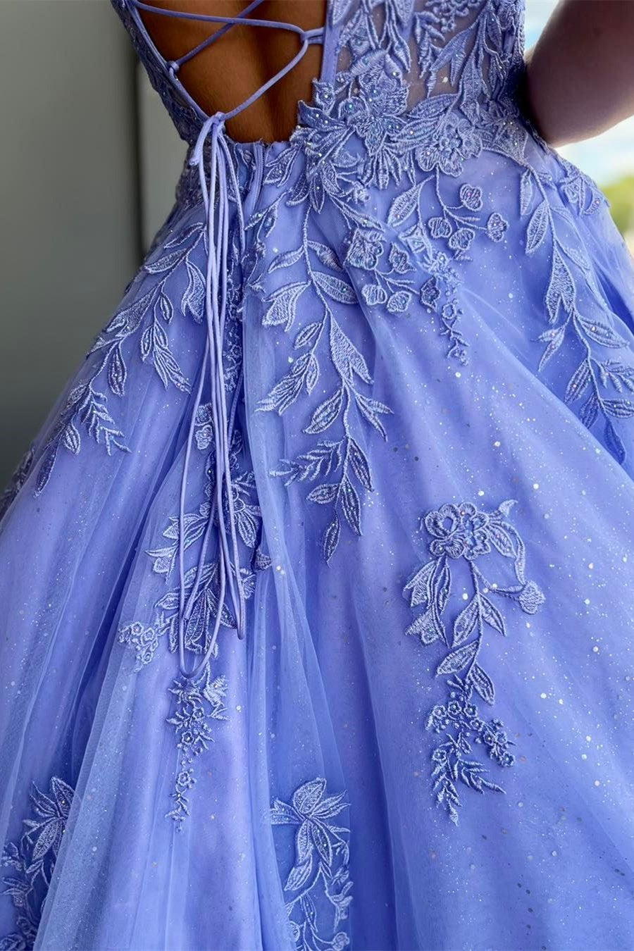 Rosalia | A-Line Spaghetti Strap Tulle Lace Prom Dress with Pockets - Prom Dress - DYAVOR®