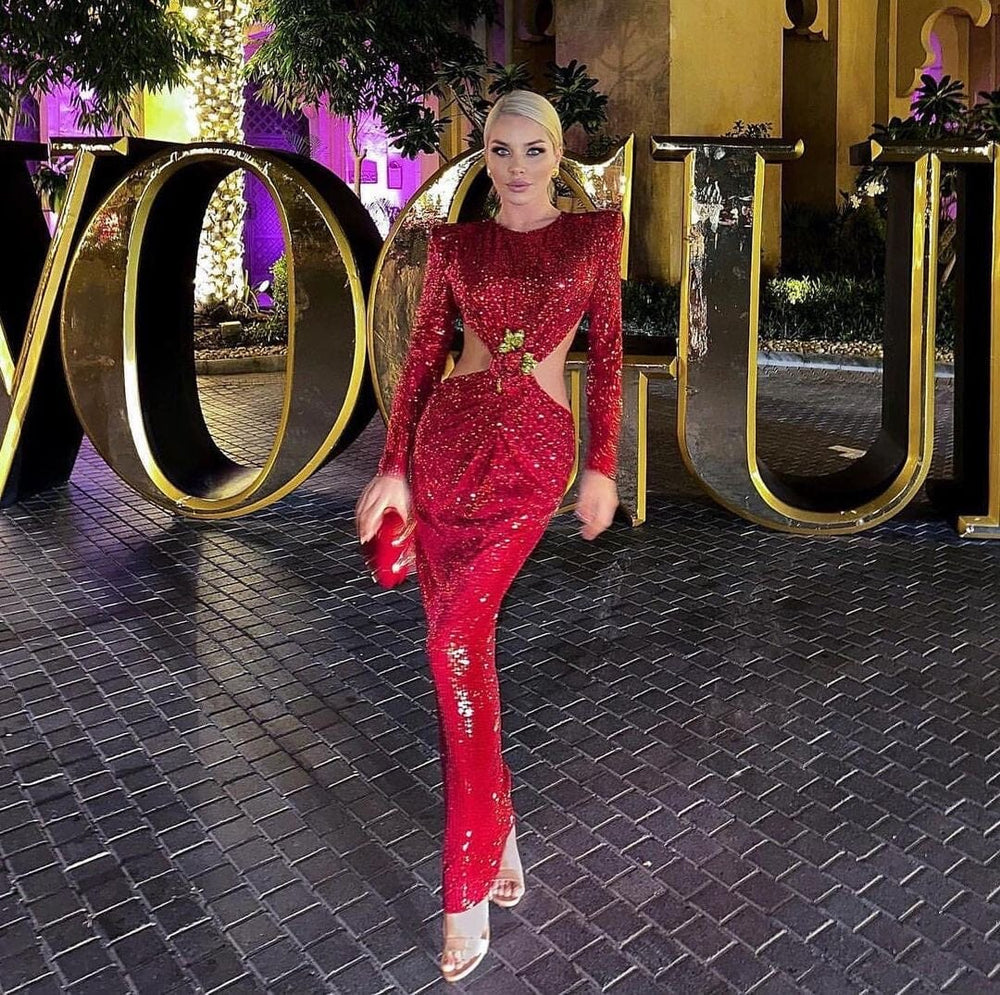 Red Sequin Long Dress - - DYAVOR®