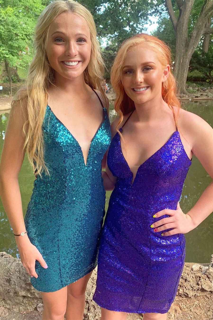 Nicolena |Bodycon Deep V-Neck Sequins Homecoming Dress - Homecoming Dress - DYAVOR®