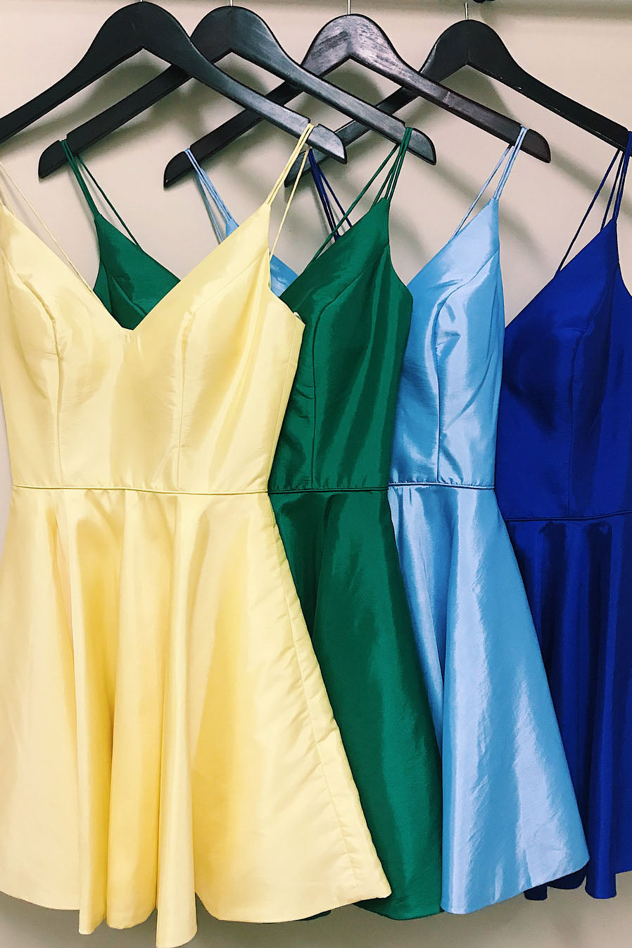 Celestine |A-line Spaghetti Straps Satin Homecoming Dress - Homecoming Dress - DYAVOR®