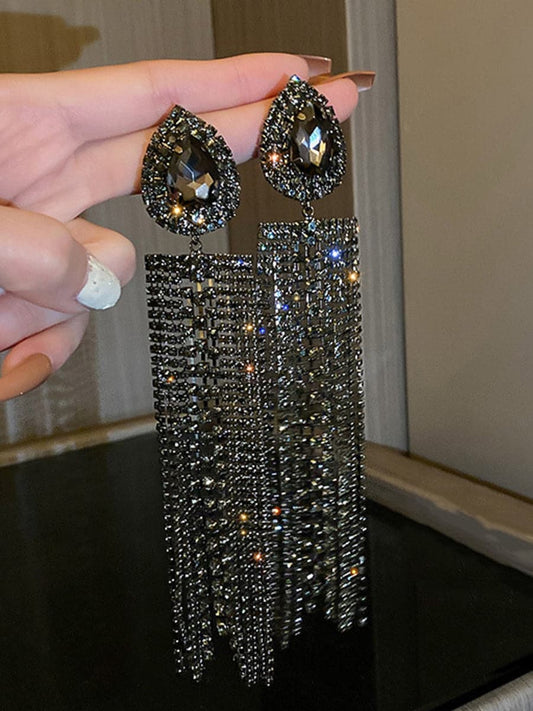 925 Silver Needle Waterdrop Tassel Earrings MSE100705 - Earrings - DYAVOR®