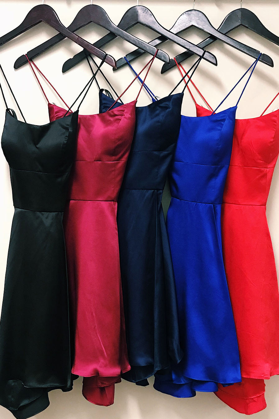Gloria |A-line Spaghetti Straps Satin Homecoming Dress - Homecoming Dress - DYAVOR®