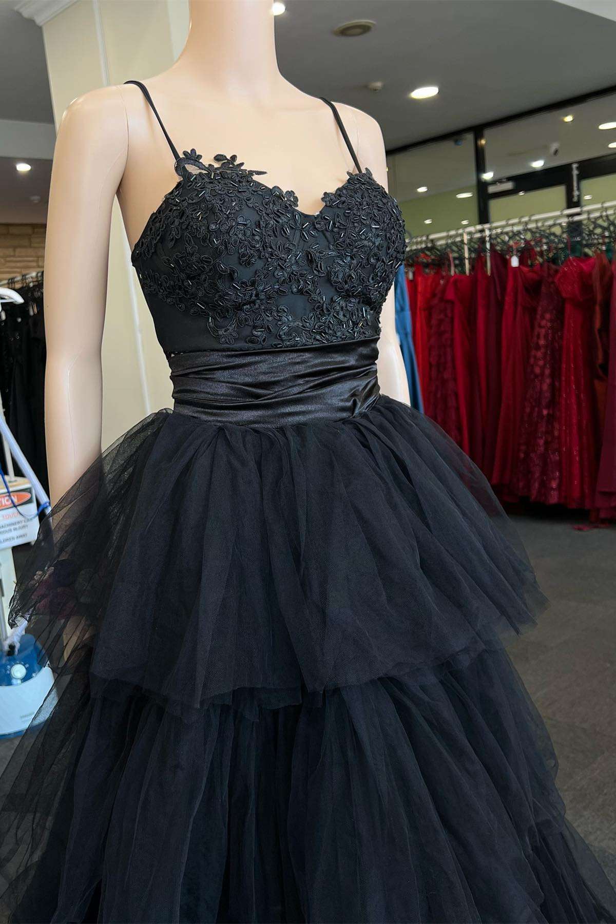 Multi-Tiered Black Straps A-Line Long Prom Dress - Prom Dress - DYAVOR®