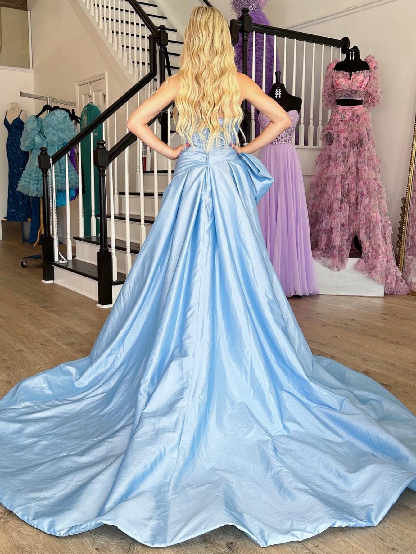 Maisie |A-line Strapless Taffeta Long Prom Dress With Slit - Prom Dress - DYAVOR®