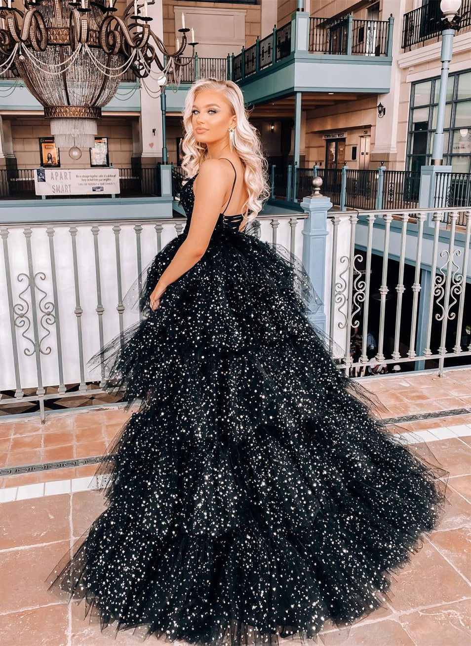 Nathalia |A Line Spaghetti Straps Tiered Tulle High Low Prom Dress - Prom Dress - DYAVOR®