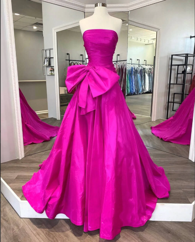 Maisie |A-line Strapless Taffeta Long Prom Dress With Slit - Prom Dress - DYAVOR®