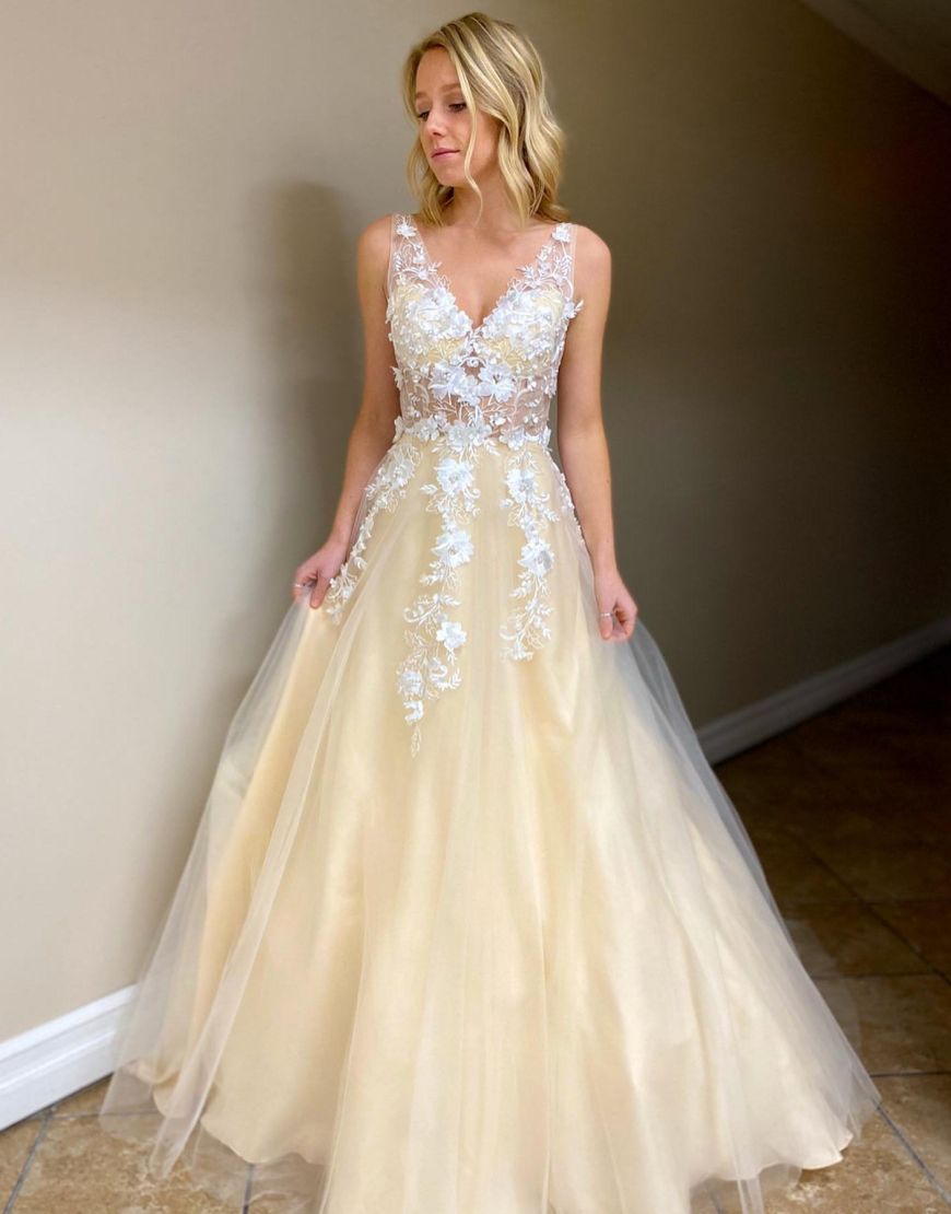 Jemma | A-Line Floor Length Prom Evening Dress With Appliques - Prom Dress - DYAVOR®