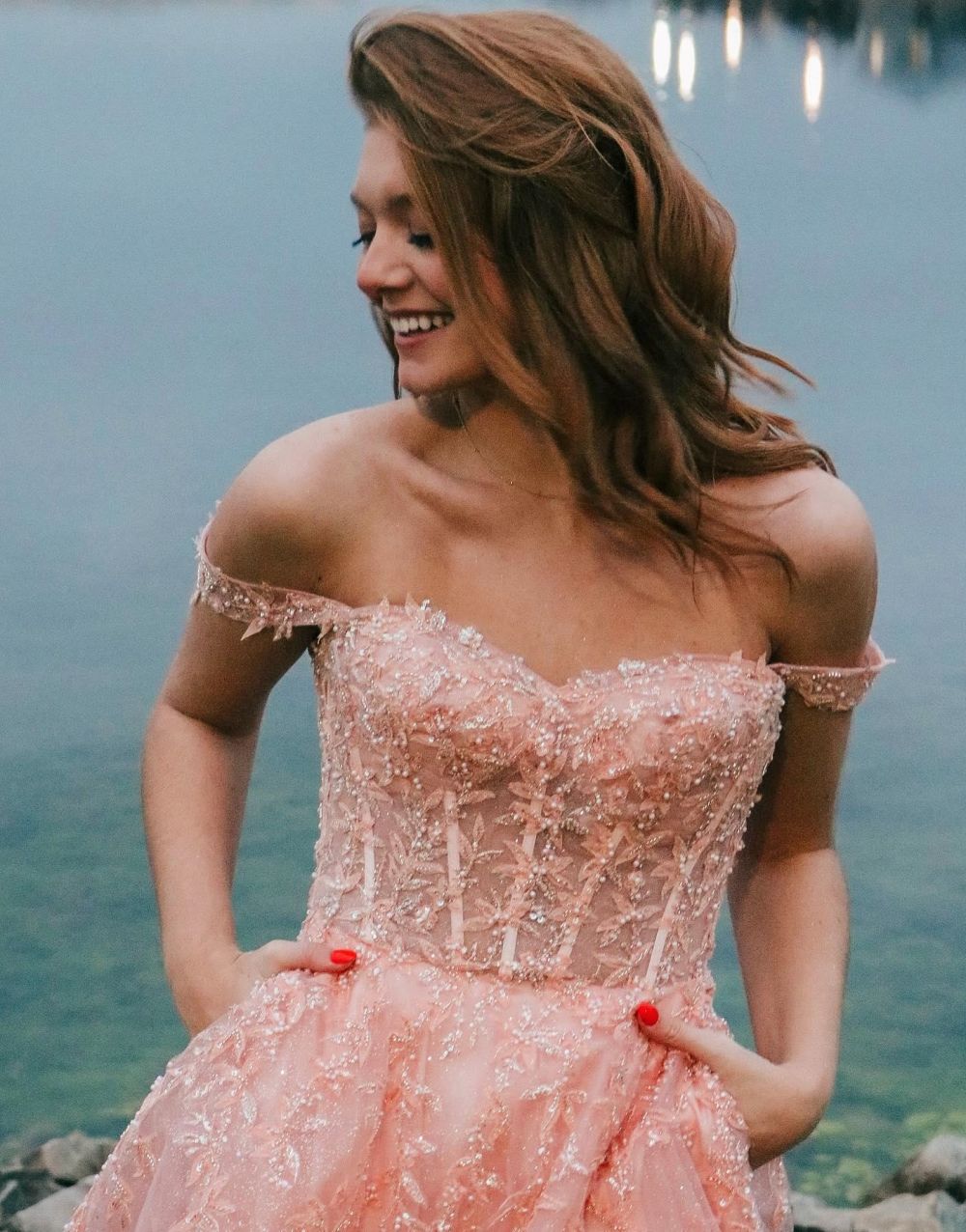 Rylie |A-Line Spaghetti Straps Glitter Tulle Prom Dress with Slit - Prom Dress - DYAVOR®