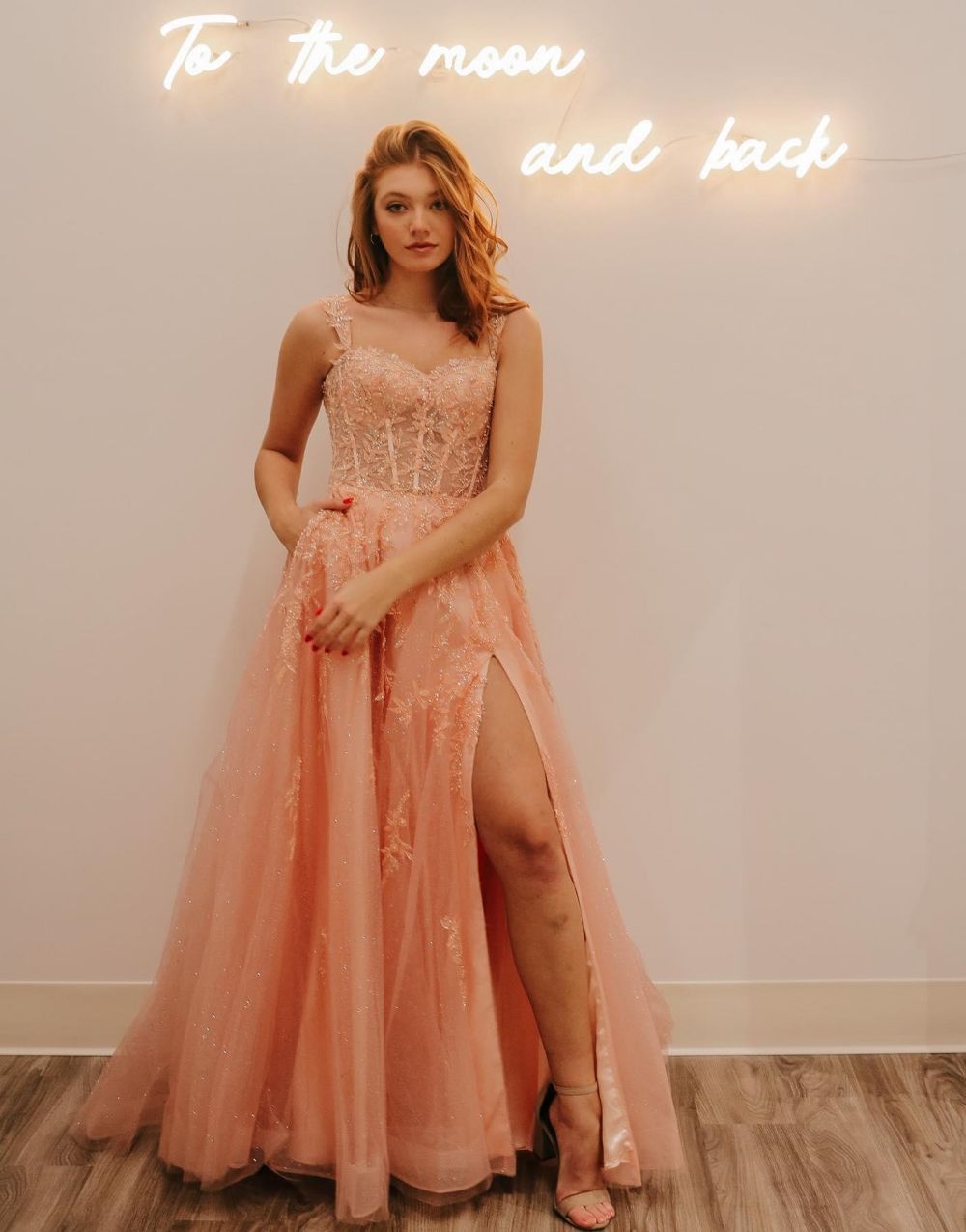 Rylie |A-Line Spaghetti Straps Glitter Tulle Prom Dress with Slit - Prom Dress - DYAVOR®