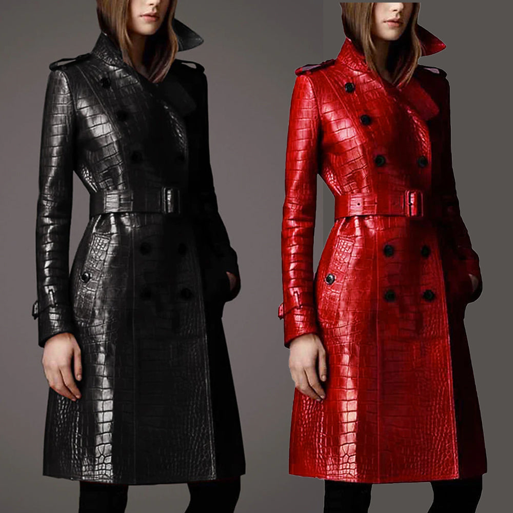 Autumn Leather Trench Coat - coats - DYAVOR®