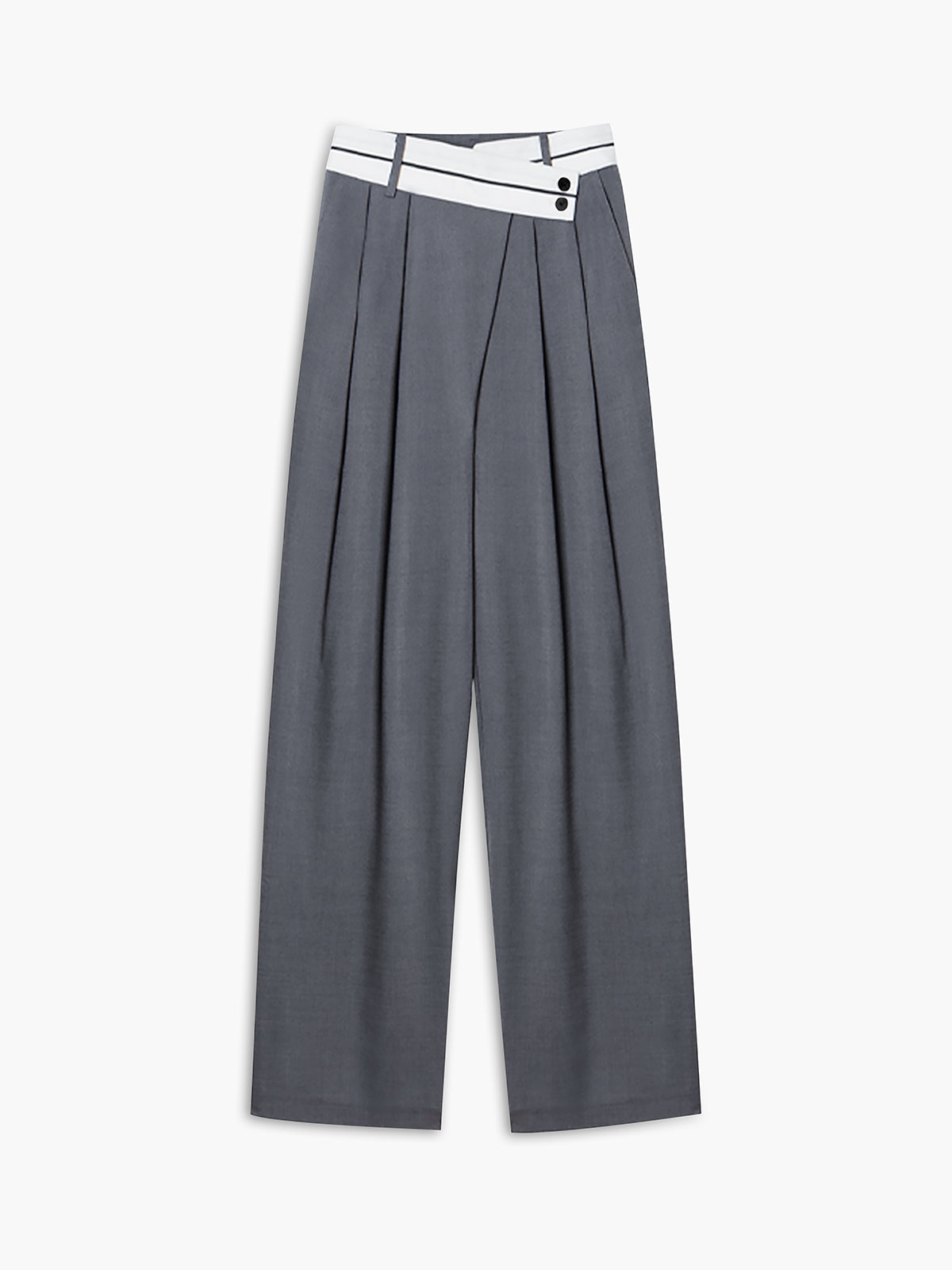 Asymmetrical Contrast Waistband Wide Leg Dress Pants - 05/112024 1 - DYAVOR®