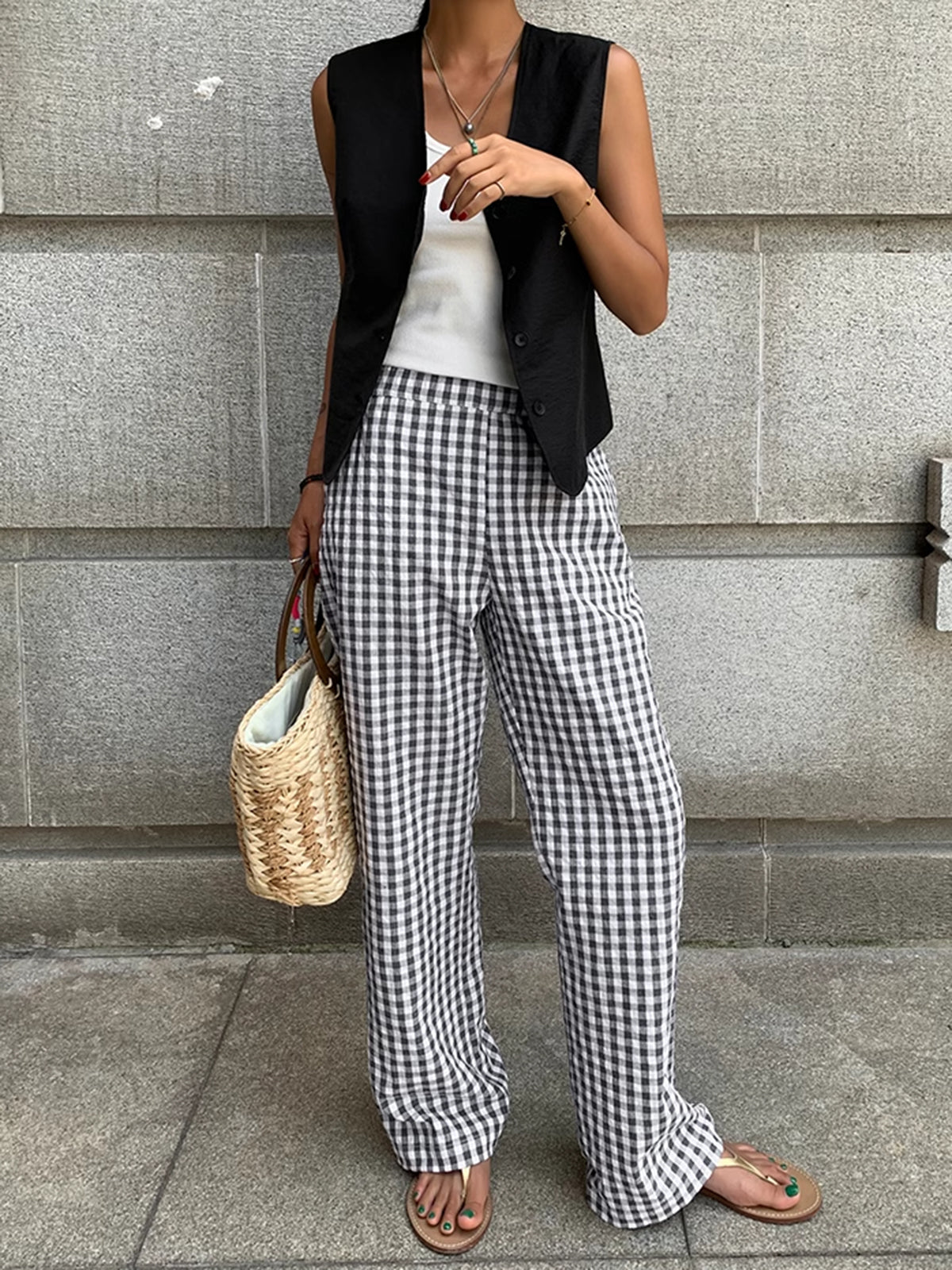 Casual Plaid Wide Leg Pants - 05/112024 1 - DYAVOR®