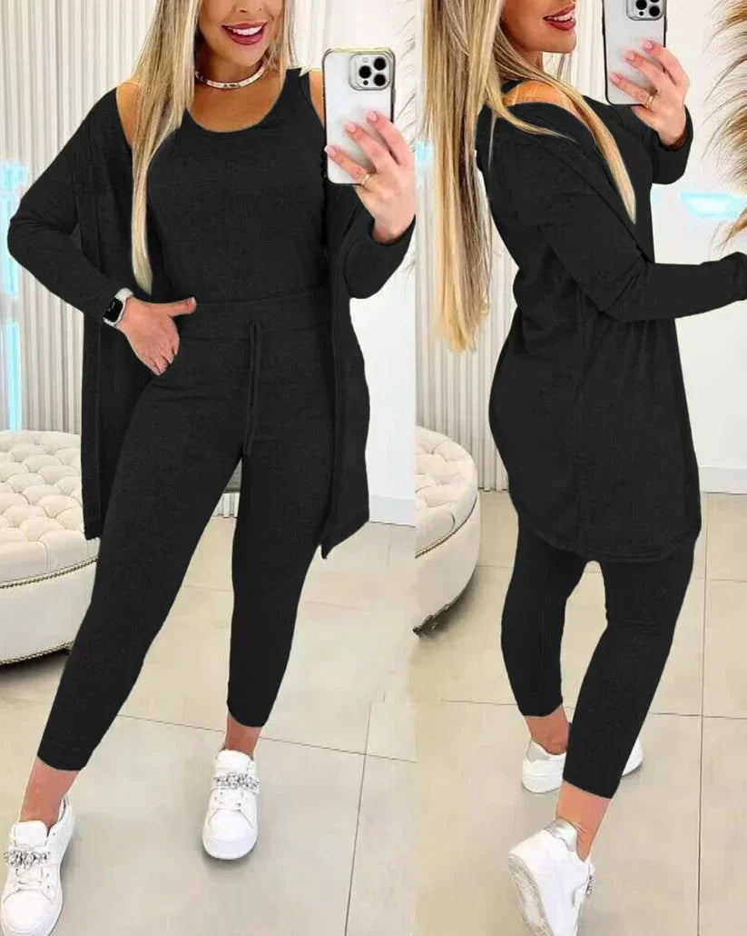 Jella - 3-piece set with round neck top, pants and cardigan - 06/112024 2 - DYAVOR®