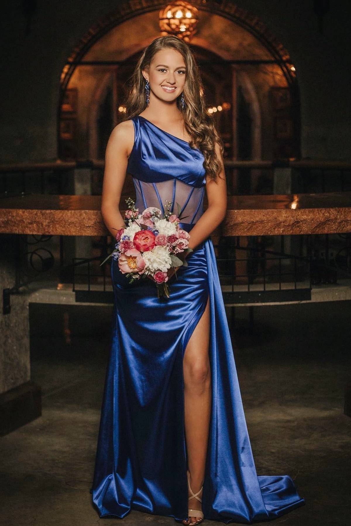 Valerie |Sheath One Shoulder Pleated Satin Long Prom Dress - Prom Dress - DYAVOR®