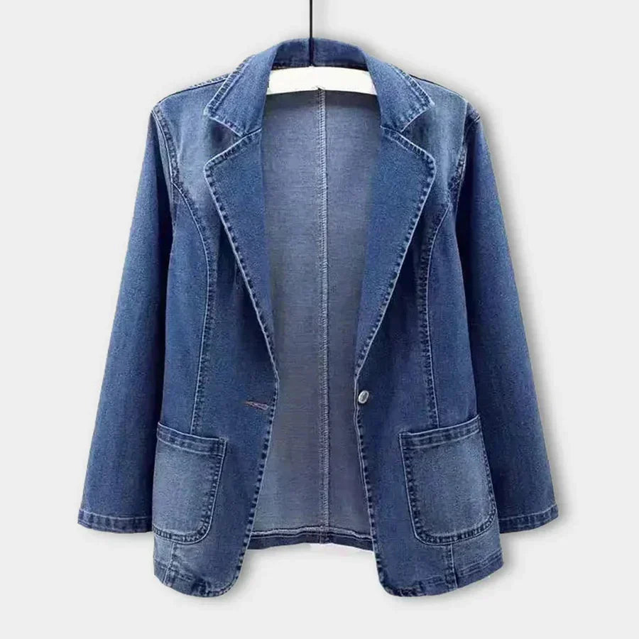 Sidney - slim jeans jacket with one button - - DYAVOR®