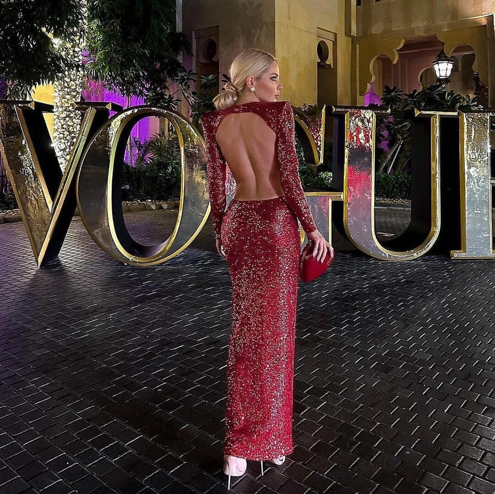 Red Sequin Long Dress - - DYAVOR®