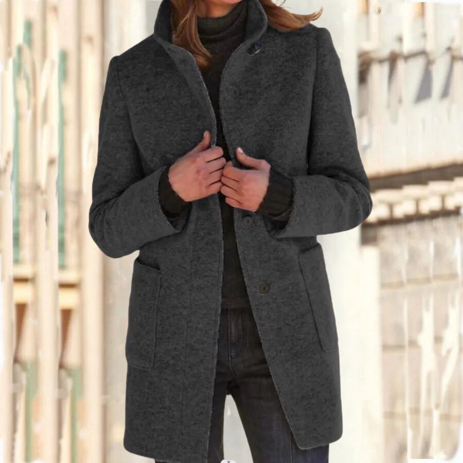 Elegant stand-up collar coat for women - Camille - 26/102024 1 - DYAVOR®