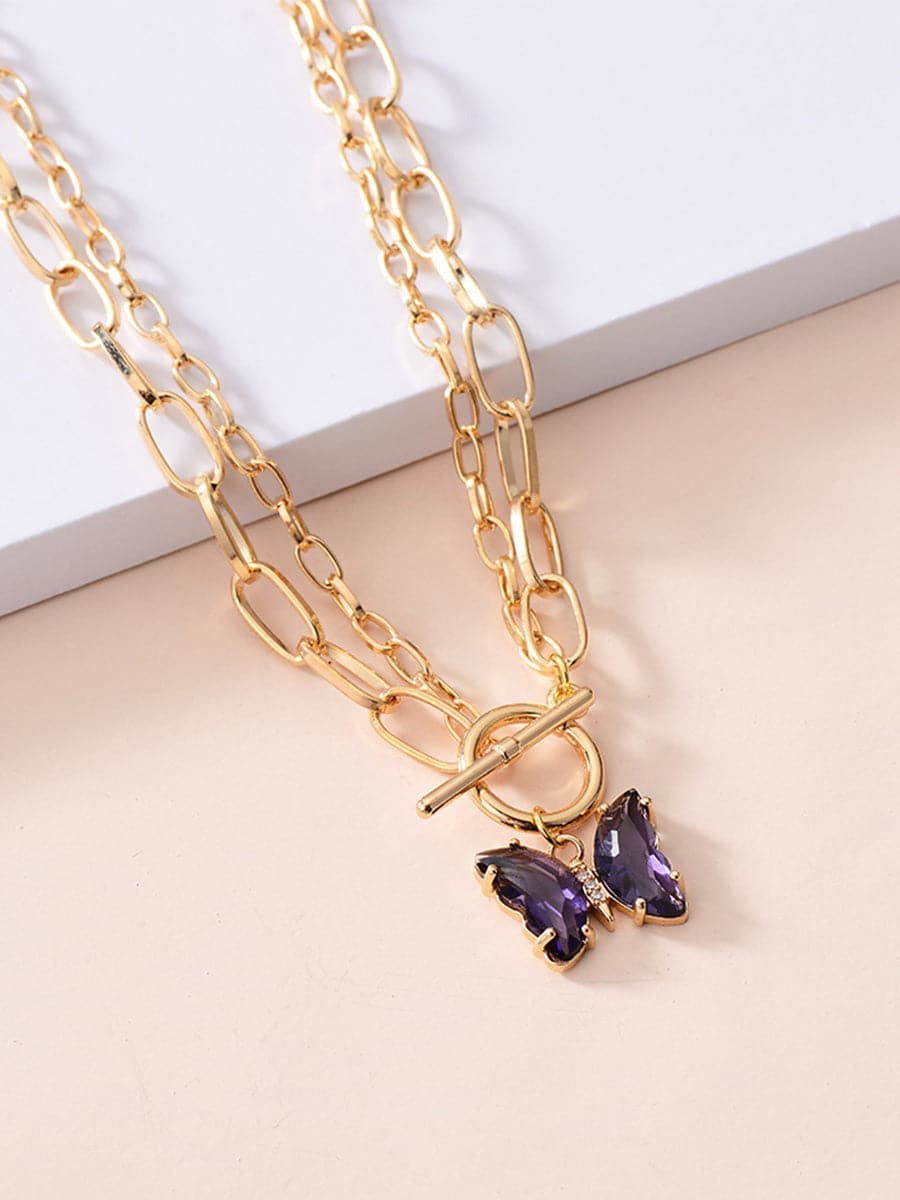 Crystal Butterfly Pendant Necklace MSE00131 - Necklaces - DYAVOR®