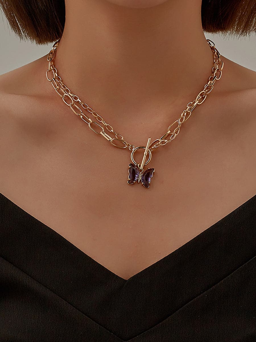 Crystal Butterfly Pendant Necklace MSE00131 - Necklaces - DYAVOR®