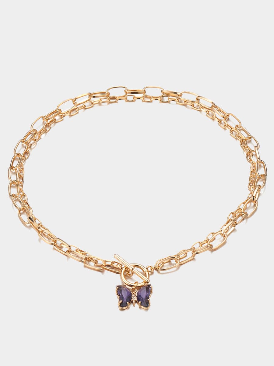 Crystal Butterfly Pendant Necklace MSE00131 - Necklaces - DYAVOR®