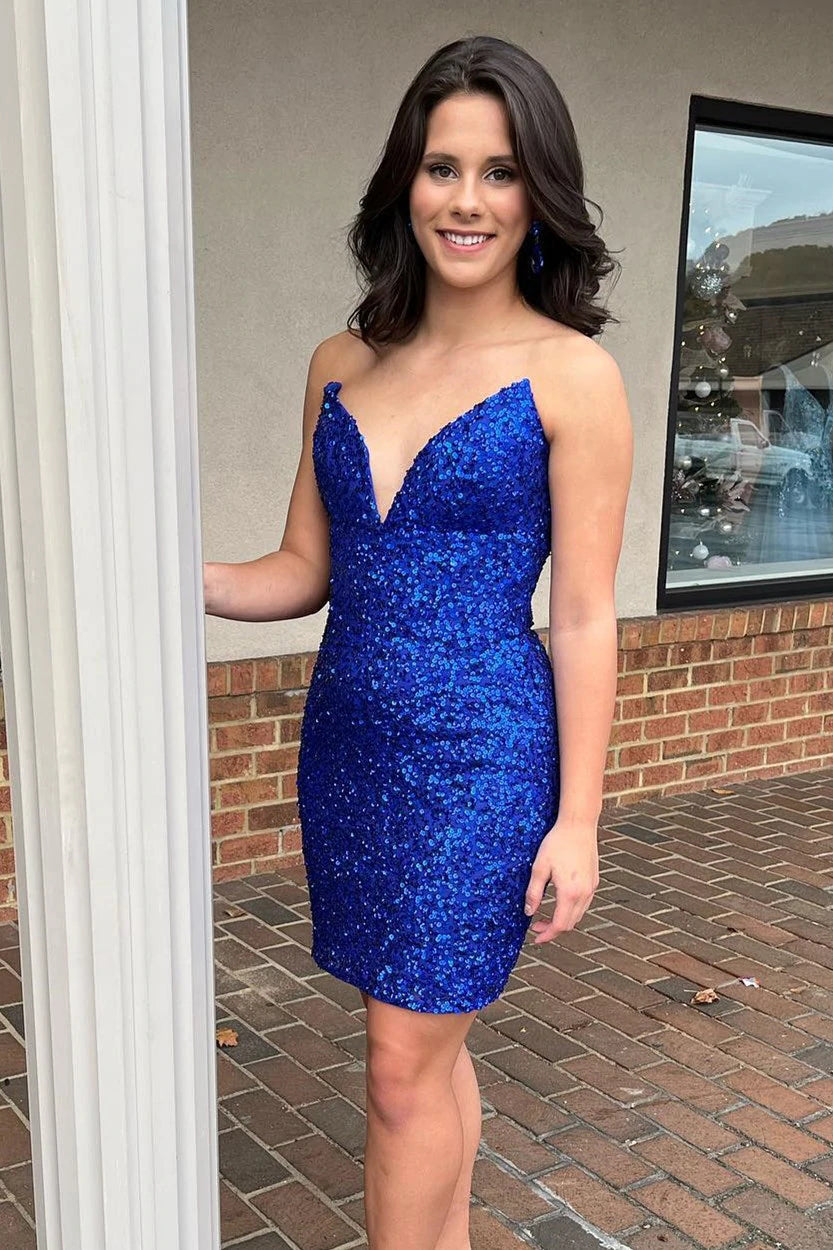 Veda |Sheath V Neck Sequins Homecoming Dress - Homecoming Dress - DYAVOR®