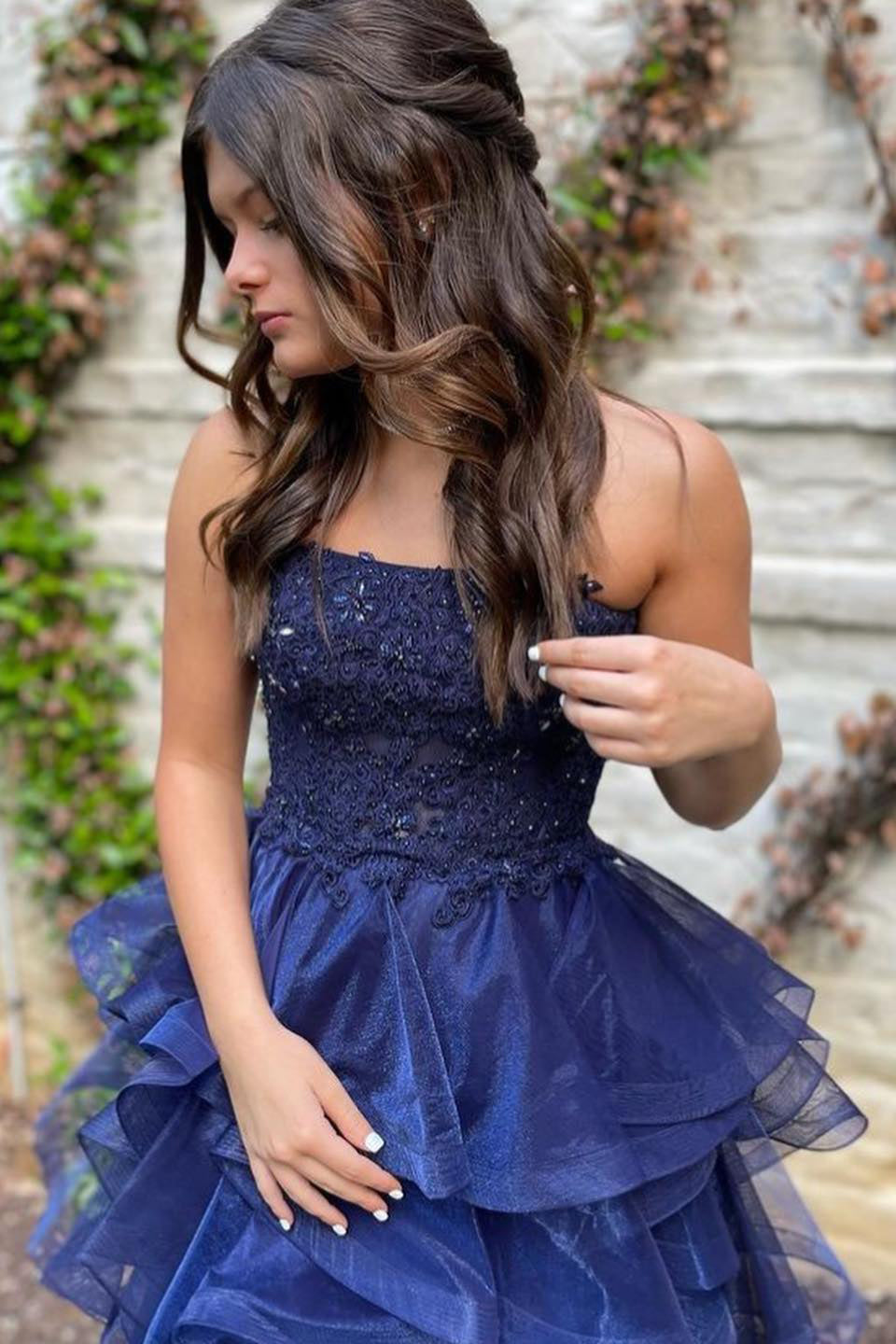 Xandra |A-line Lace Appliques Organza Short Homecoming Dress - Homecoming Dress - DYAVOR®