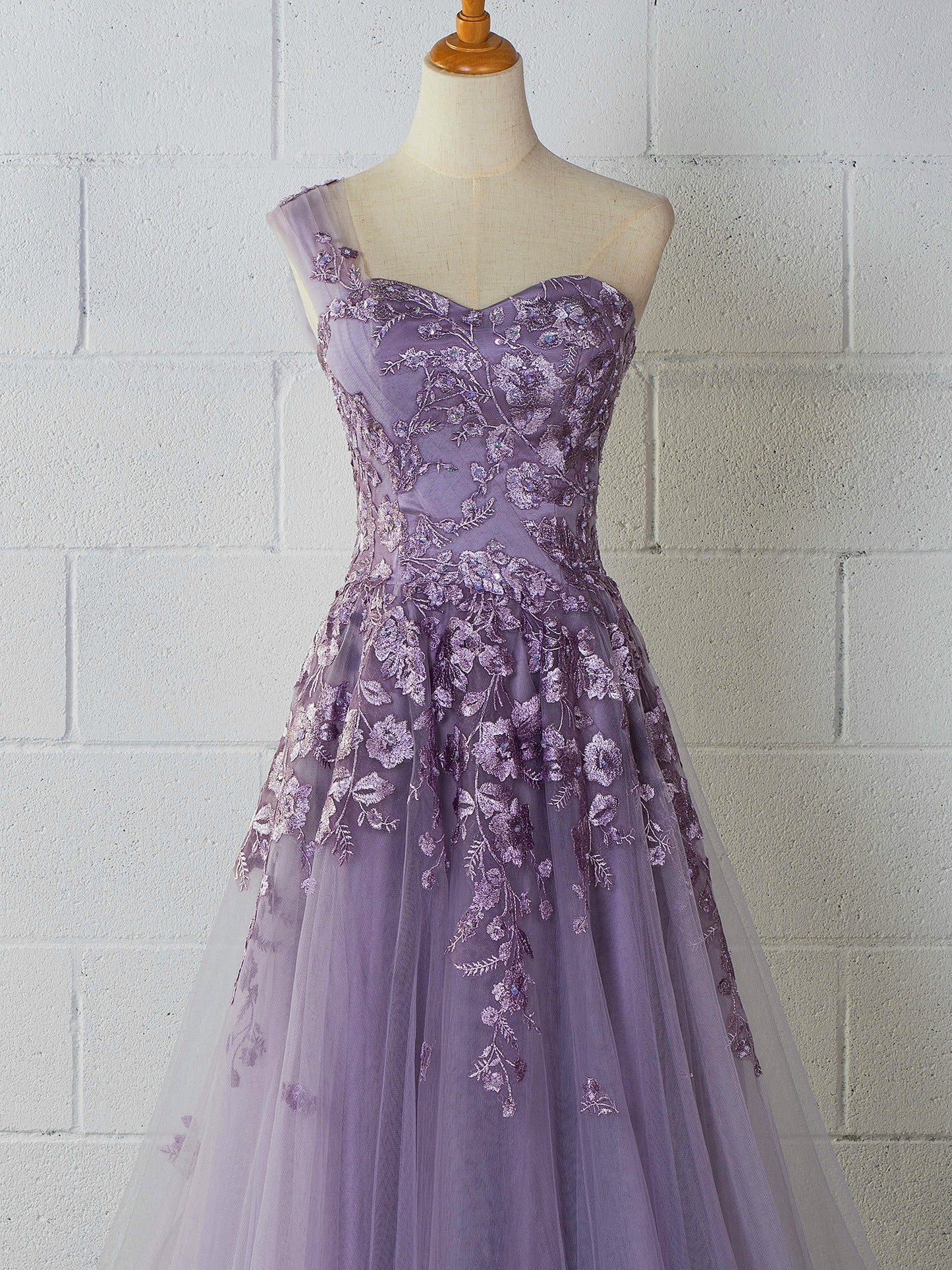 Sweet-Heart Tulle One Shoulder Floor Length Prom Dress - Prom Dresses - DYAVOR®