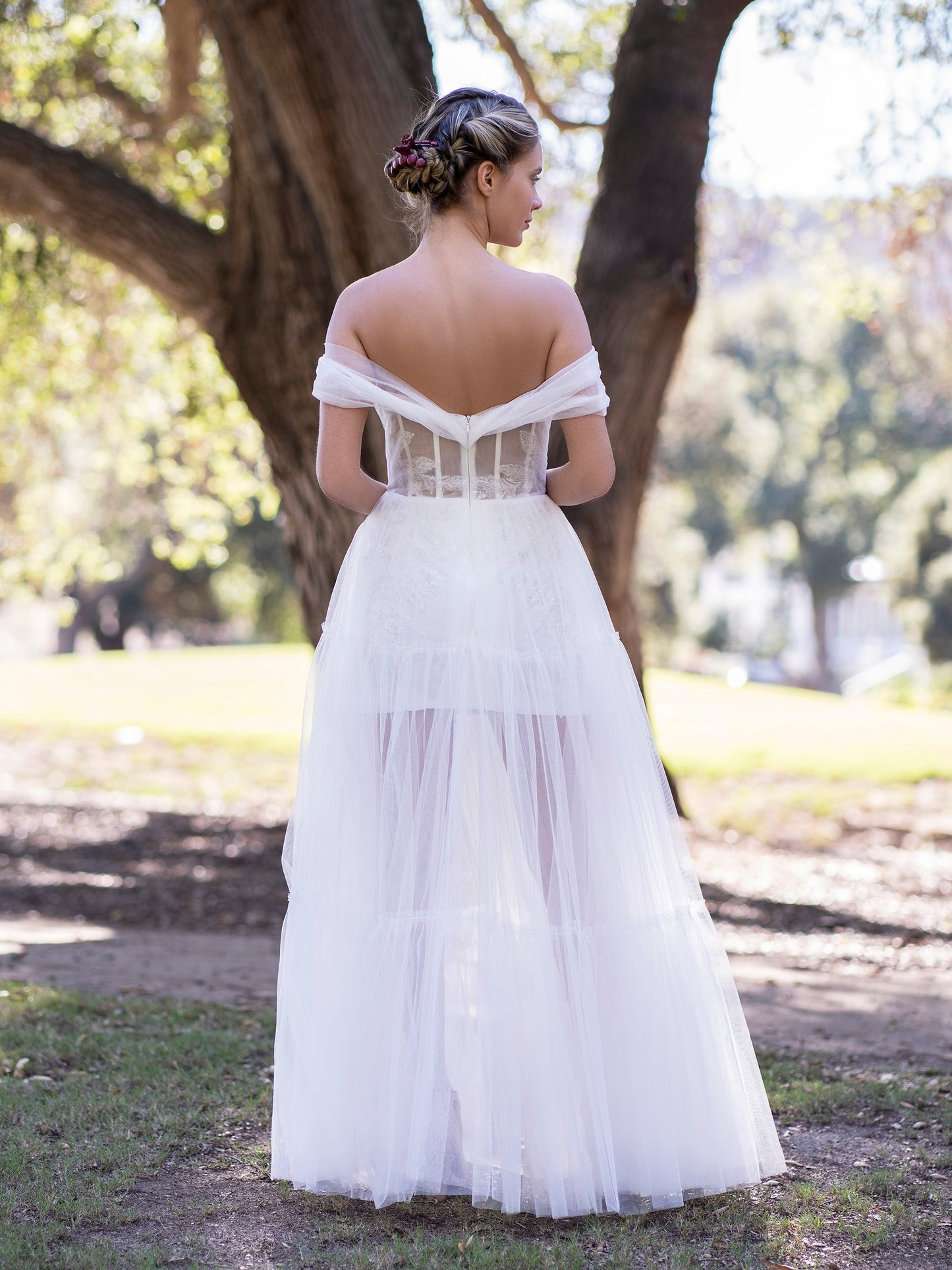 Off Shoulder A-Line Tulle Ivory Prom Dress - Prom Dresses - DYAVOR®