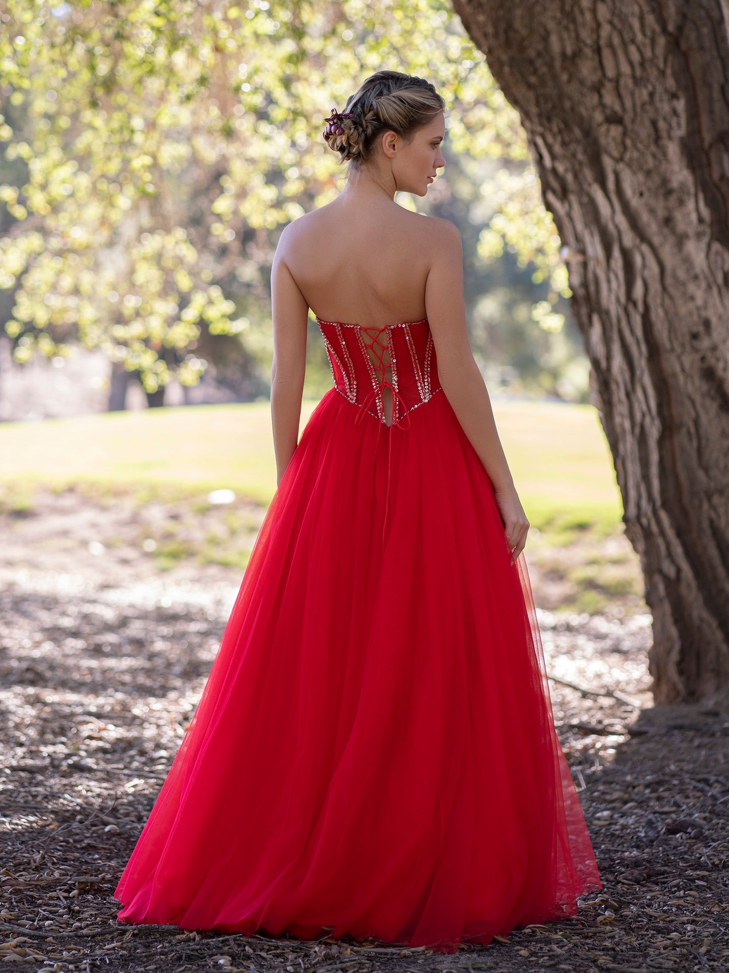 A-Line Strapless Red Prom Dress with Beadings - Prom Dresses - DYAVOR®