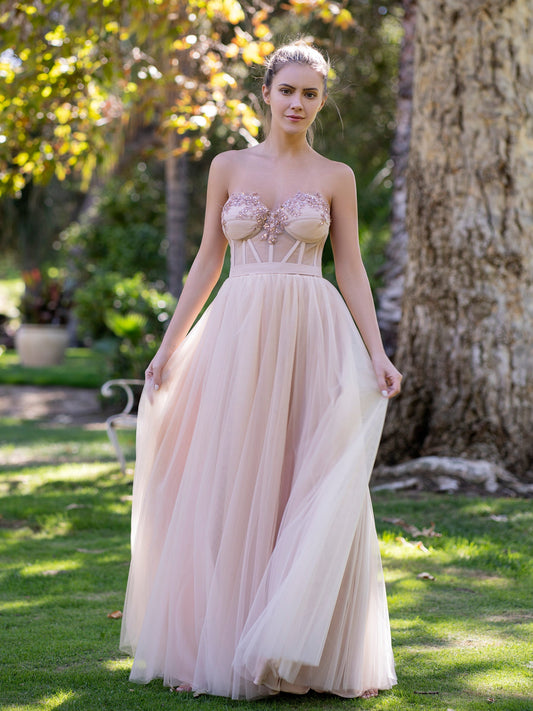 A-Line Strapless Prom Dress with Appliques - Prom Dresses - DYAVOR®