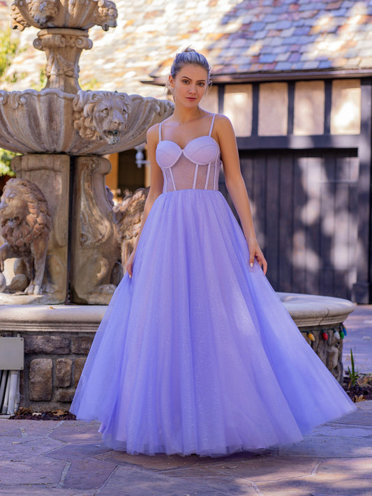 Spaghetti Straps Corset Floor Length Tulle Prom Dress - Prom Dresses - DYAVOR®