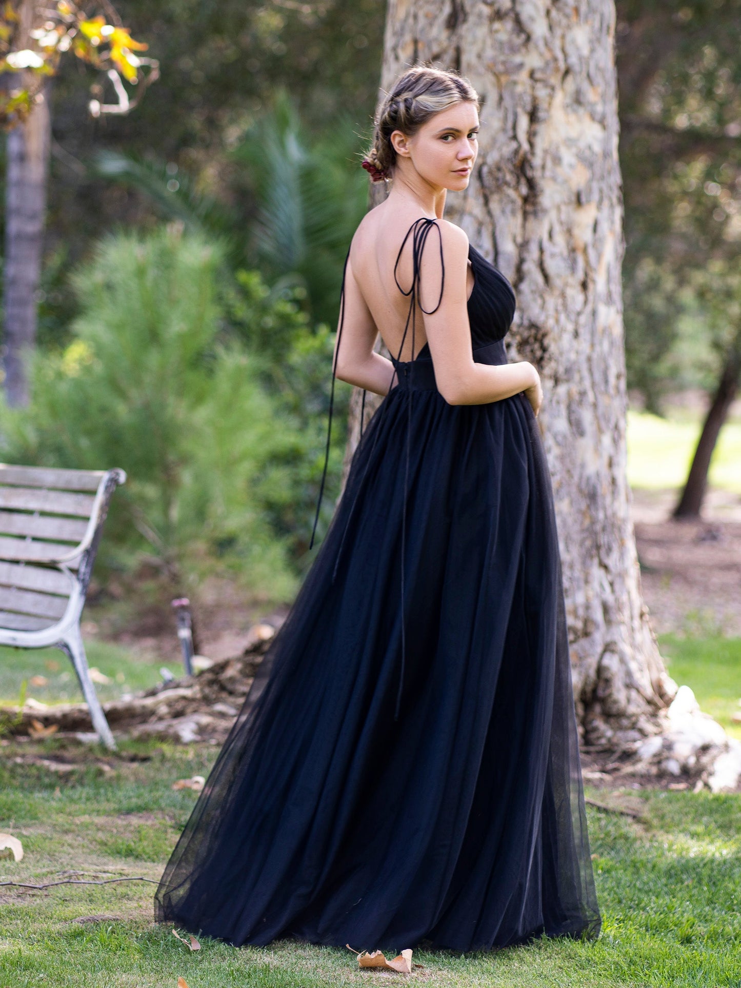 Deep V-neck Tulle Sweep Train Prom Dress - Prom Dresses - DYAVOR®