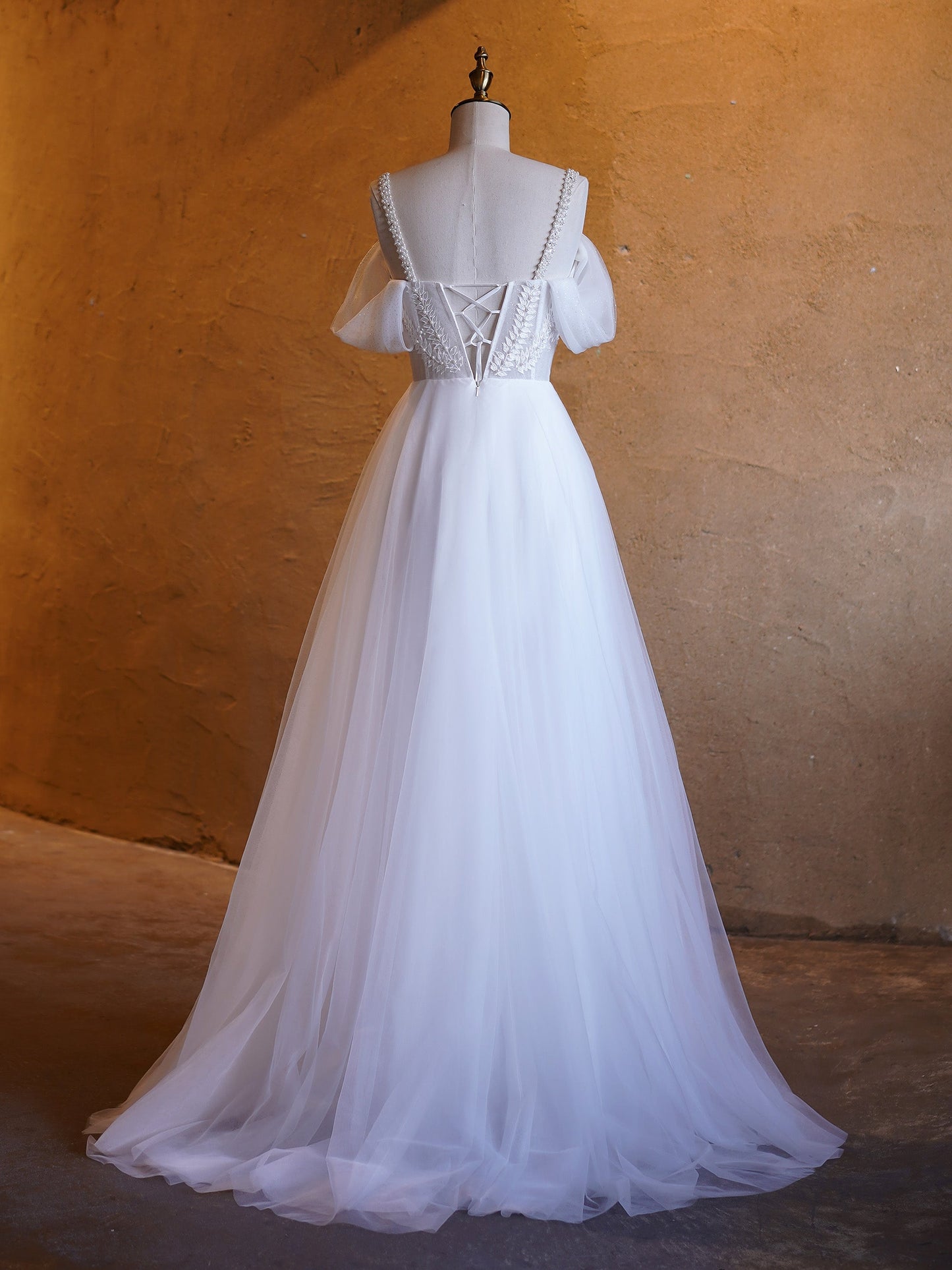 V-neck Pearl Embellished Floor Length Prom Dresses - Prom Dresses - DYAVOR®