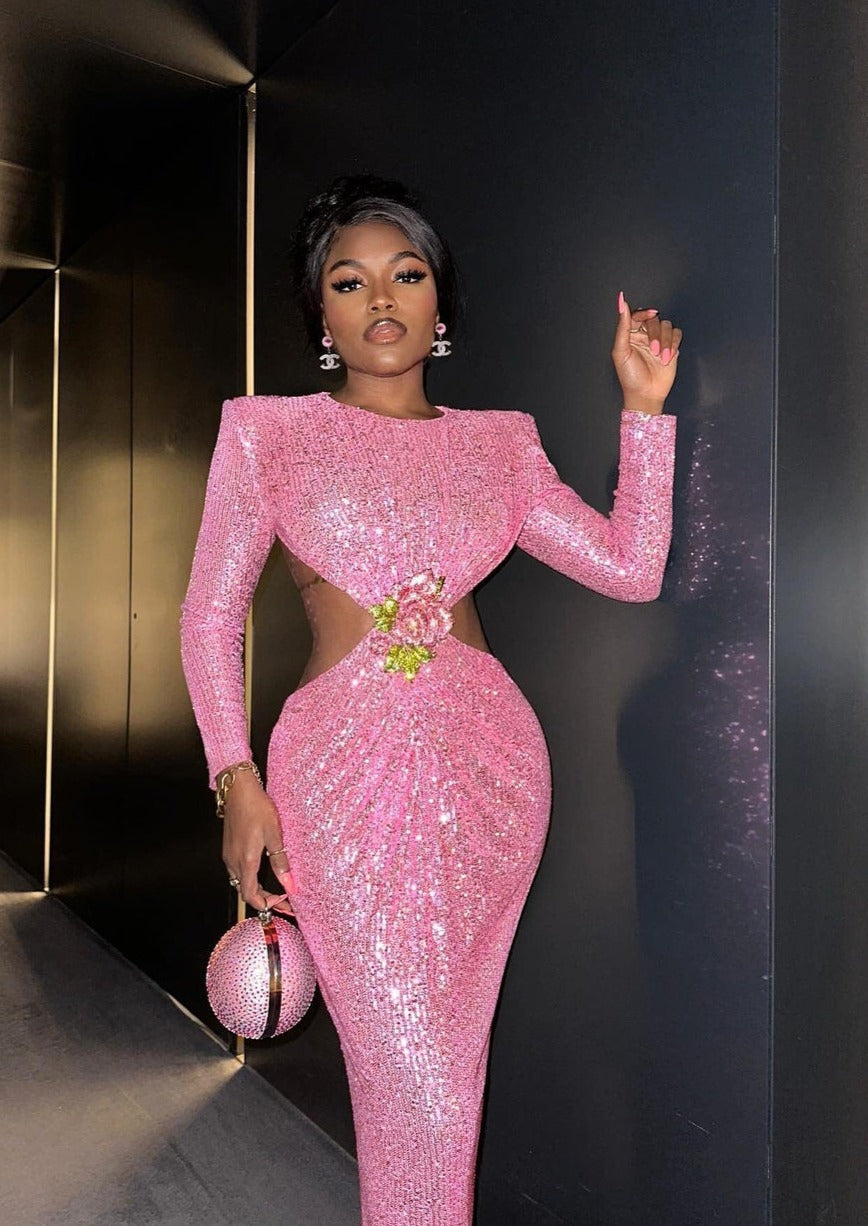 Pink Sequin Long Dress - - DYAVOR®