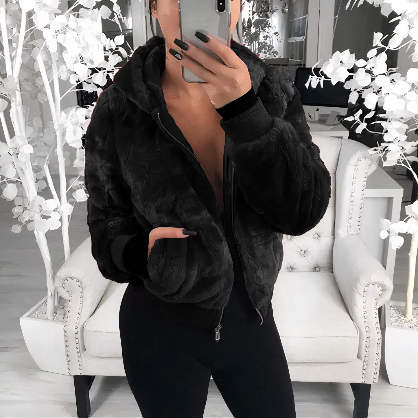 Cropped jacket with hood - Estella - 26/102024 1 - DYAVOR®