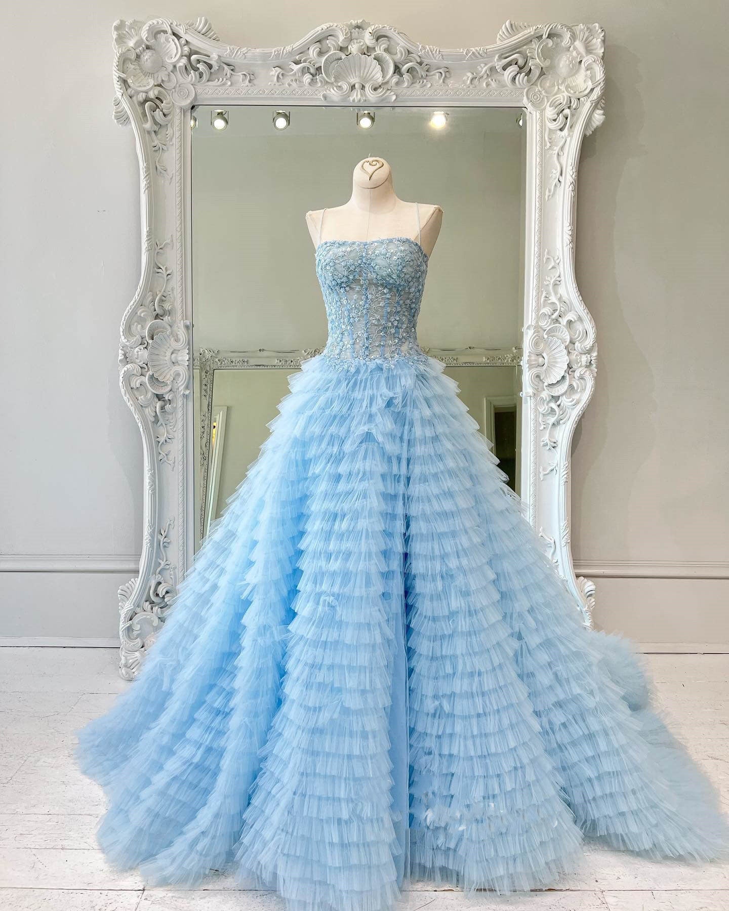 Jordan | A-Line Tiered Sequins Tulle Long Prom Dress - Prom Dress - DYAVOR®