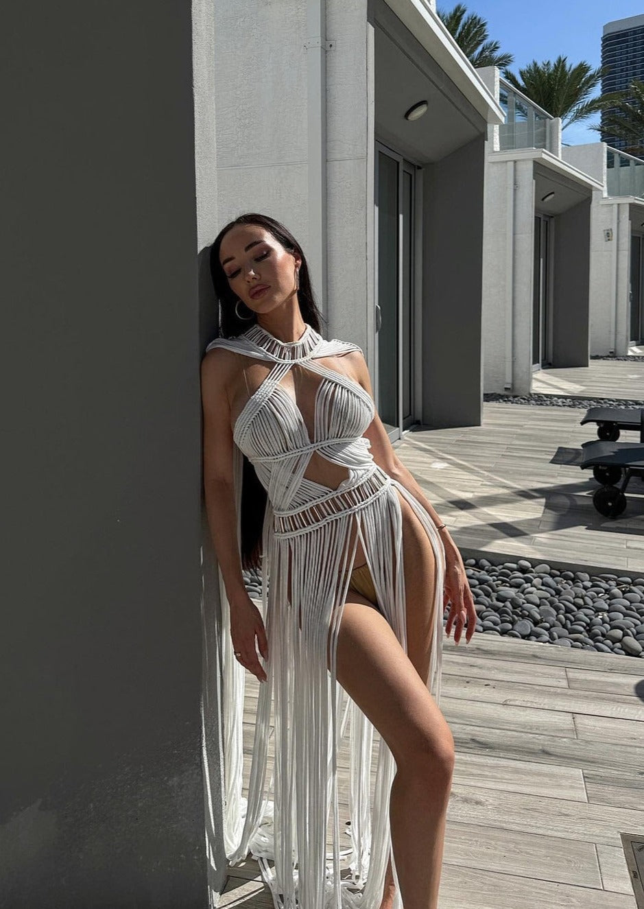 White Thread Maxi Dress - - DYAVOR®