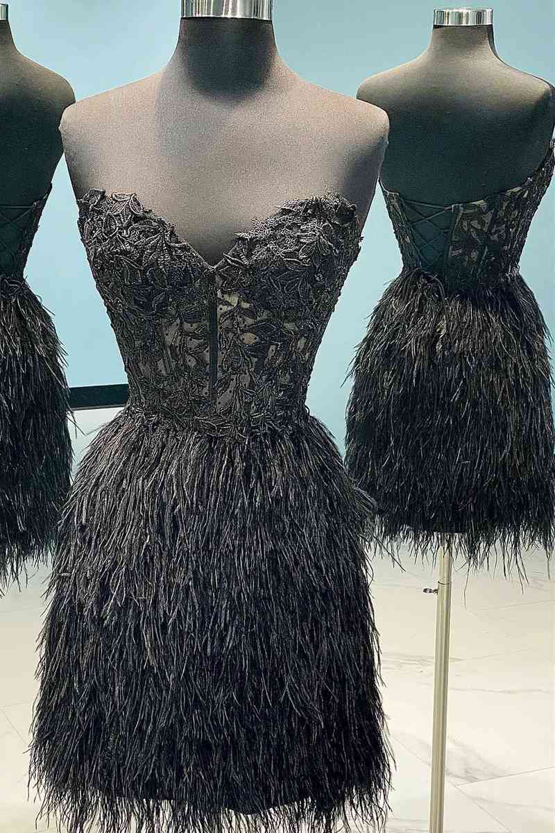 Amina |Sheath Sweetheart Lace Feather Skirt Homecoming Dress - Homecoming Dress - DYAVOR®