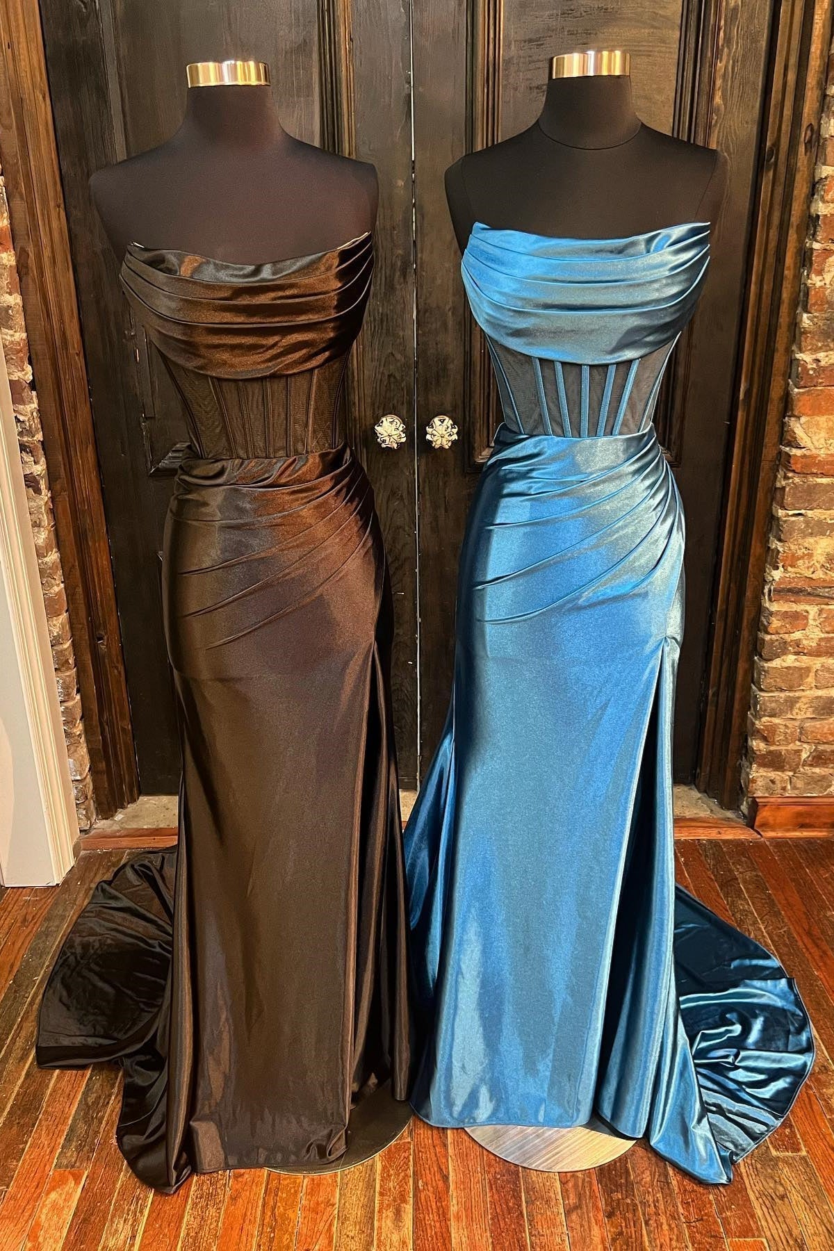 Strapless Pleated Boning Sheer Long Prom Dress with Slit - prom dress - DYAVOR®