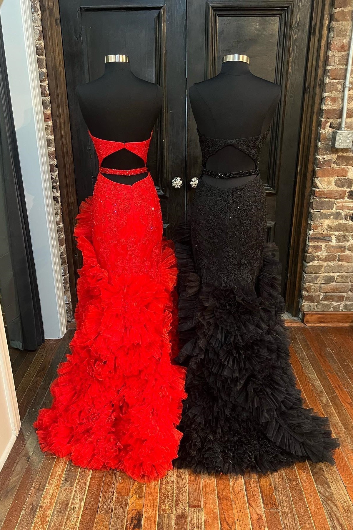 Beverly | Strapless Cut-Out Back Ruffle Layers Mermaid Prom Dress - Prom Dress - DYAVOR®