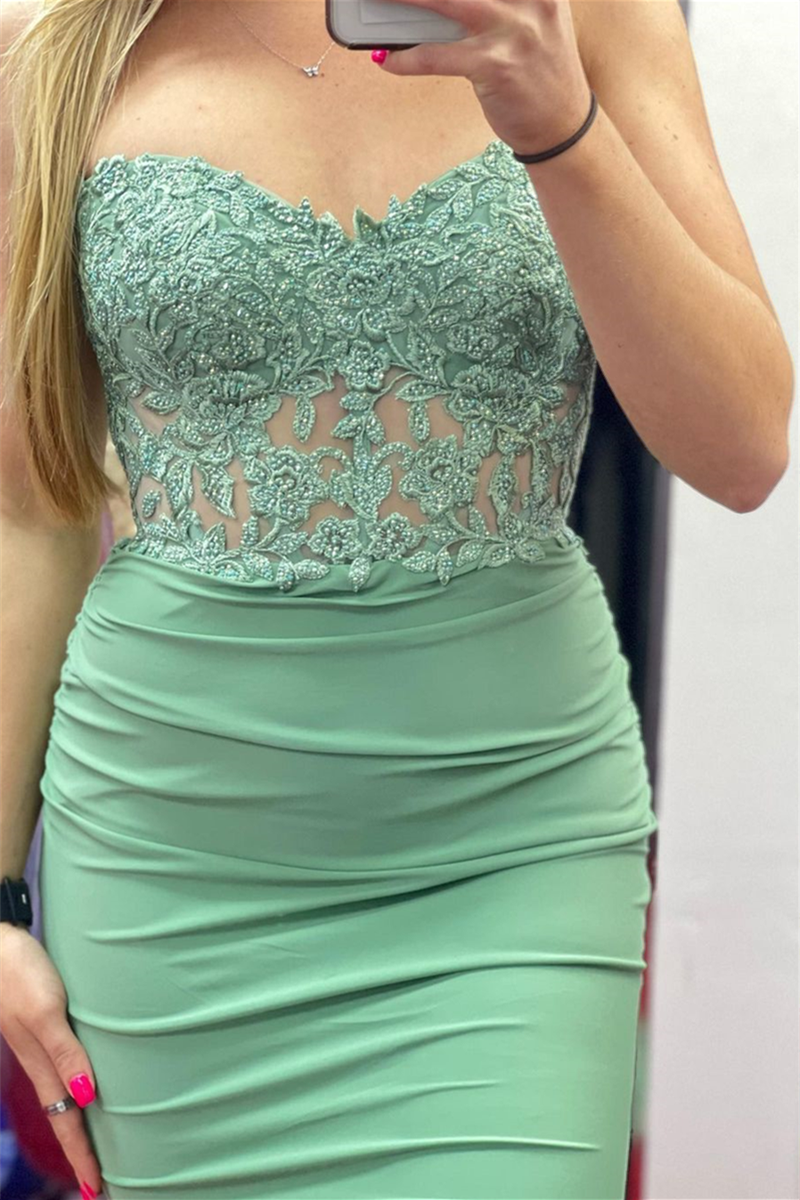 Samantha |Mermaid Strapless Appliques Satin Long Prom Dress - Prom Dress - DYAVOR®