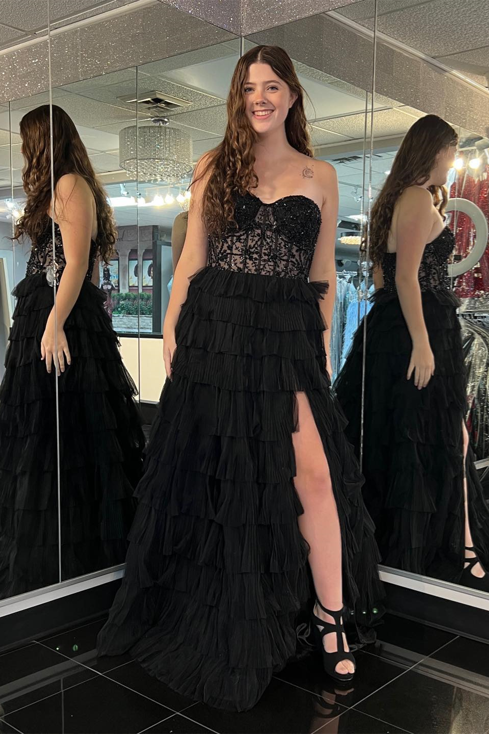 Phelicia |A-line Strapless Tulle Long Prom Dress with Slit - Prom Dress - DYAVOR®