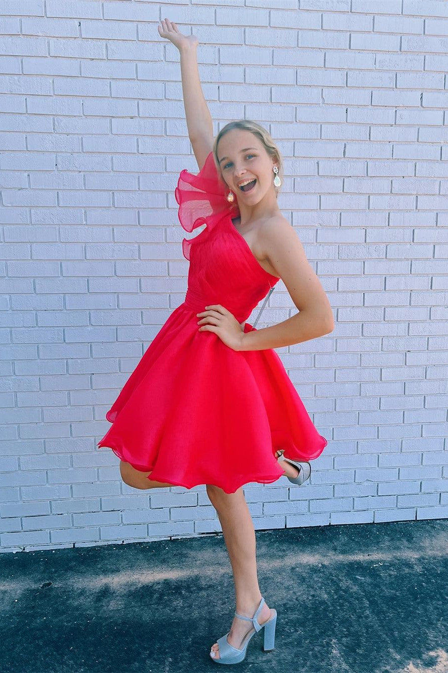Rose |A-line One Shoulder Organza Homecoming Dress - Homecoming Dress - DYAVOR®