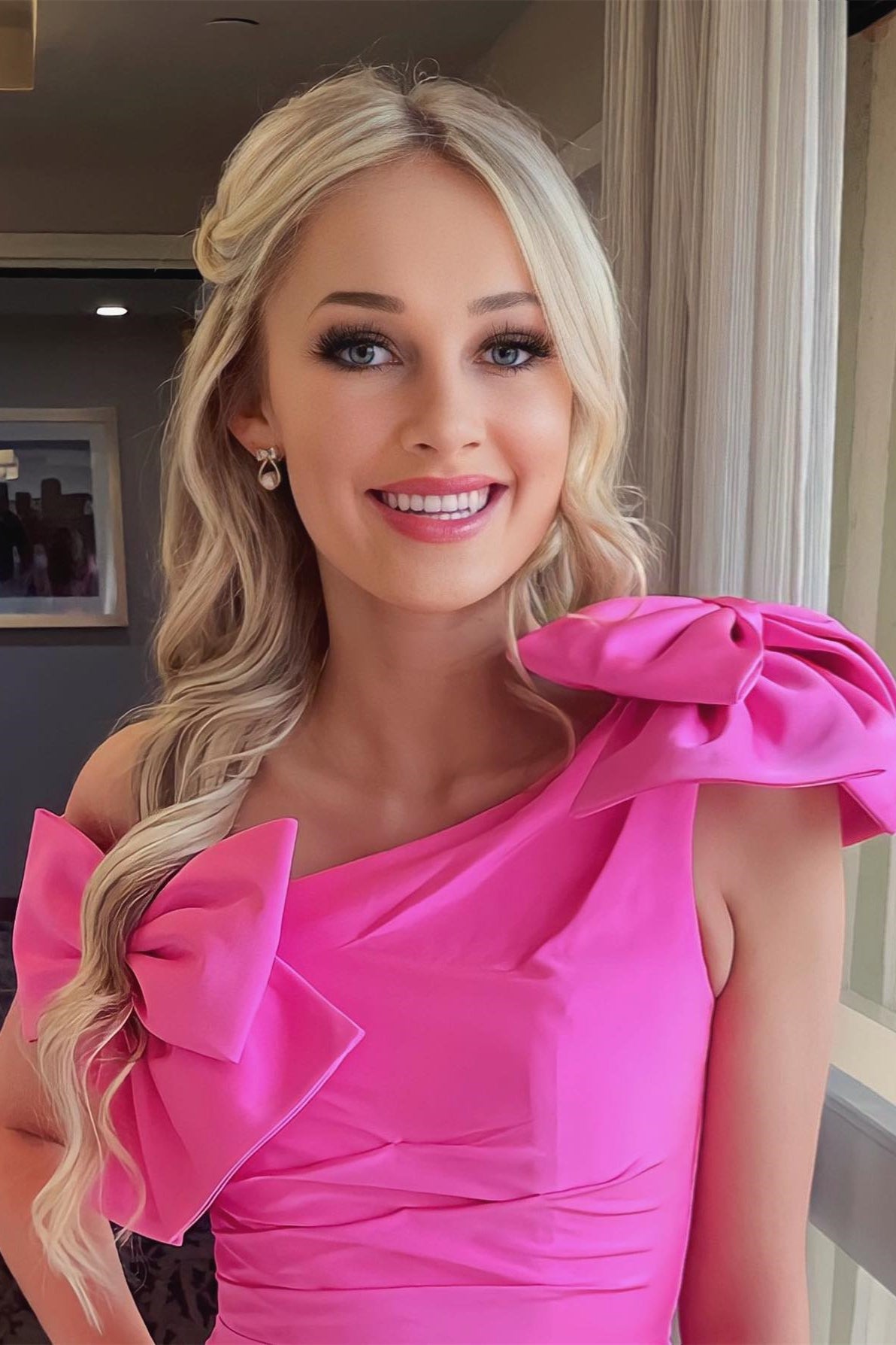 Noelle |Hot Pink One Shoulder Sheath Homecoming Dress with Bows - Homecoming Dress - DYAVOR®