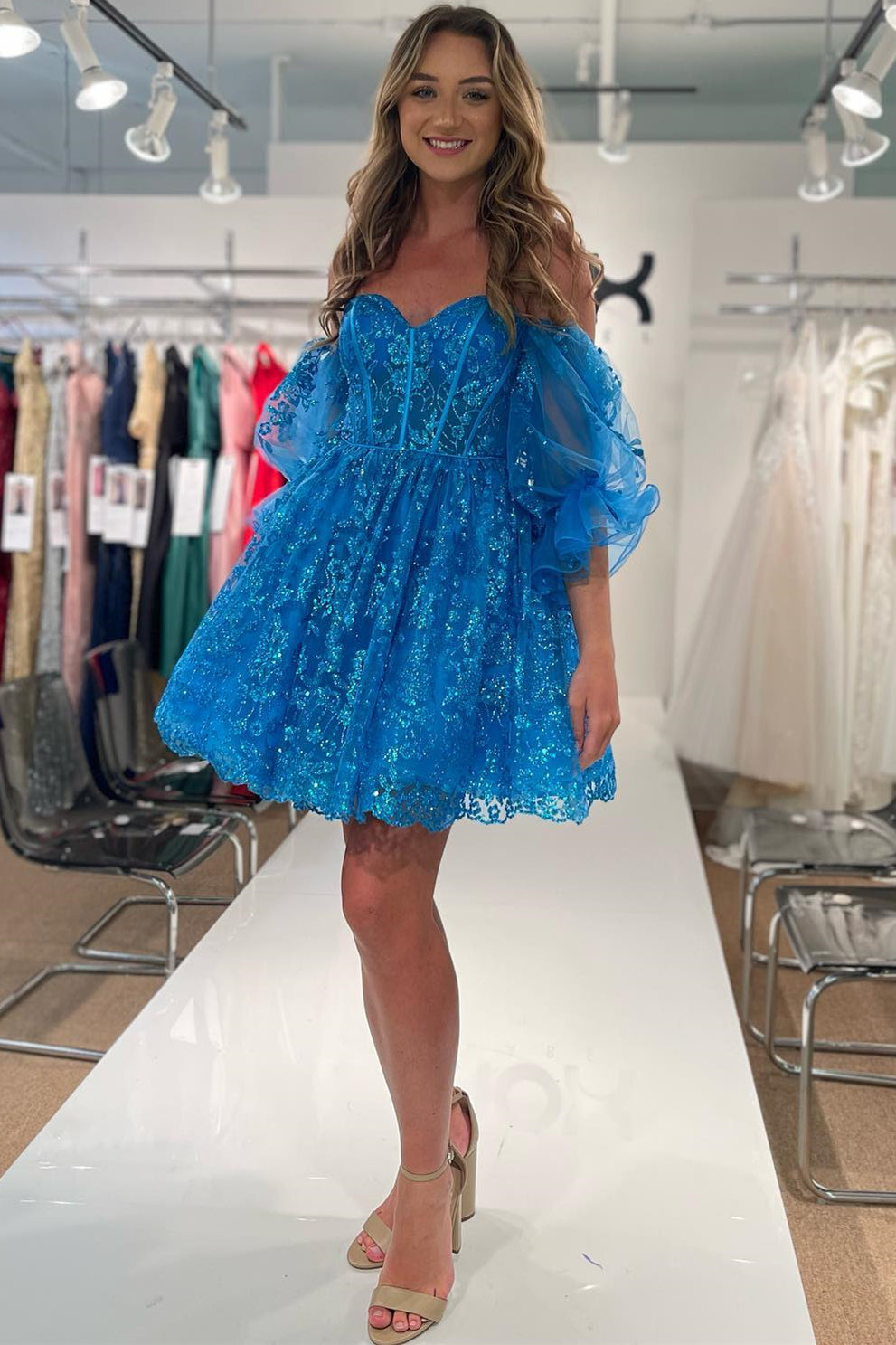 Veronique |A-line Sweetheart Sequined Lace Homecoming Dress - Homecoming Dress - DYAVOR®