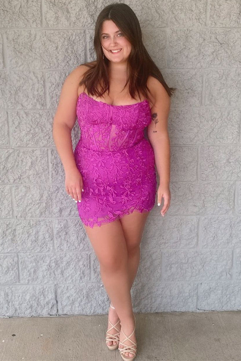 Raegan |Sheath Strapless Corset Lace Homecoming Dress - Homecoming Dress - DYAVOR®